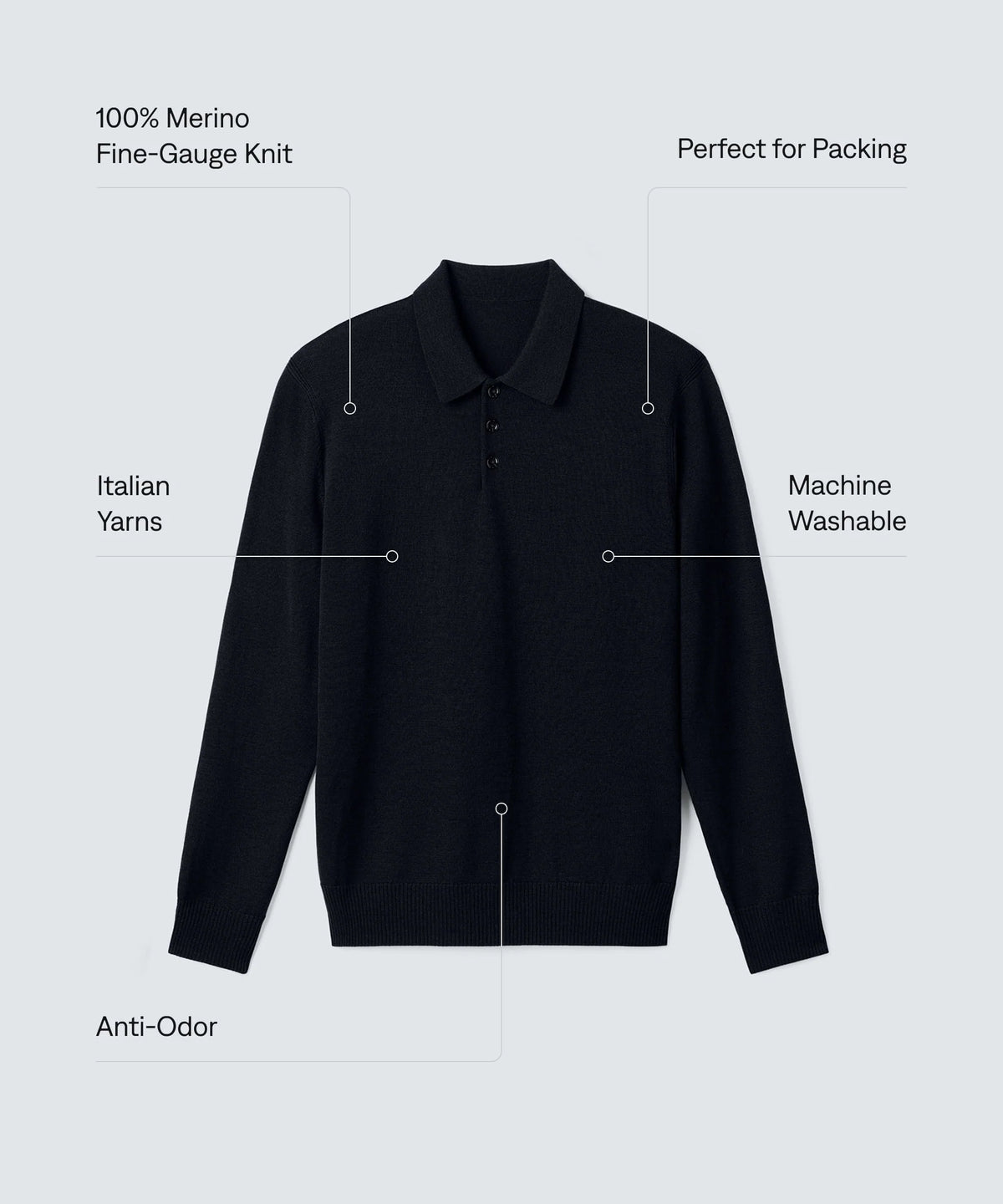 Men's Merino Knit Long Sleeve Polo