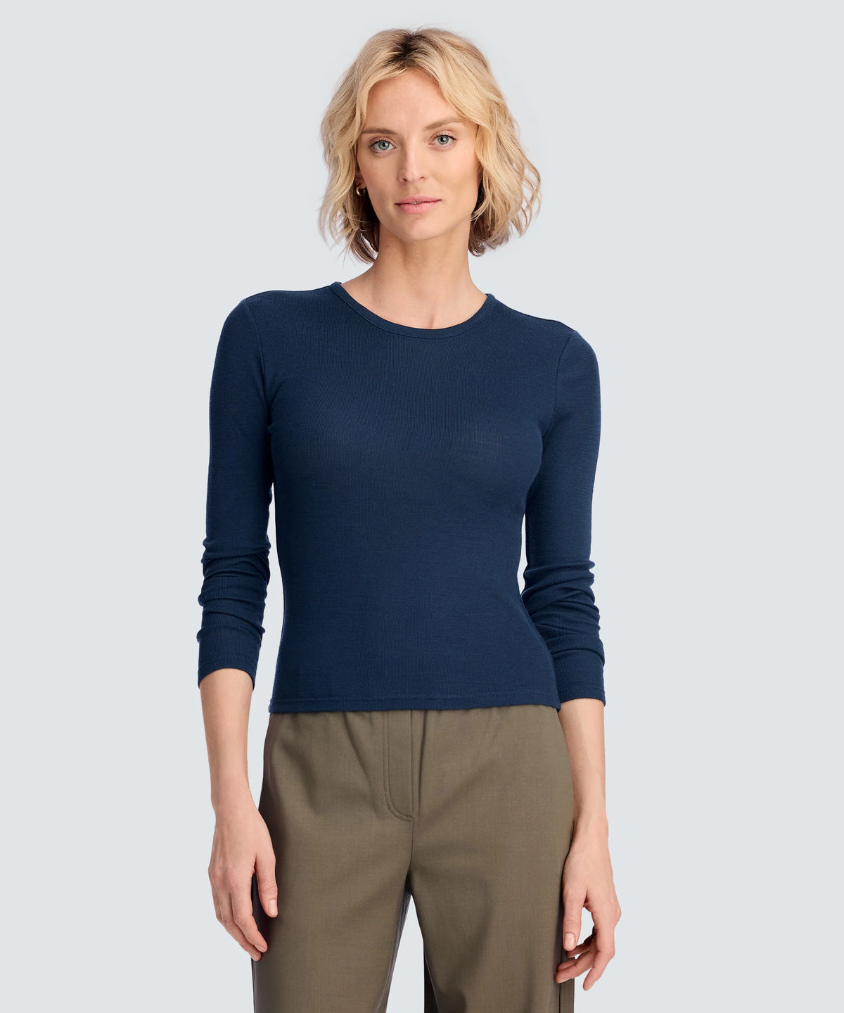 Women's Rib Fitted Long Sleeve Crew