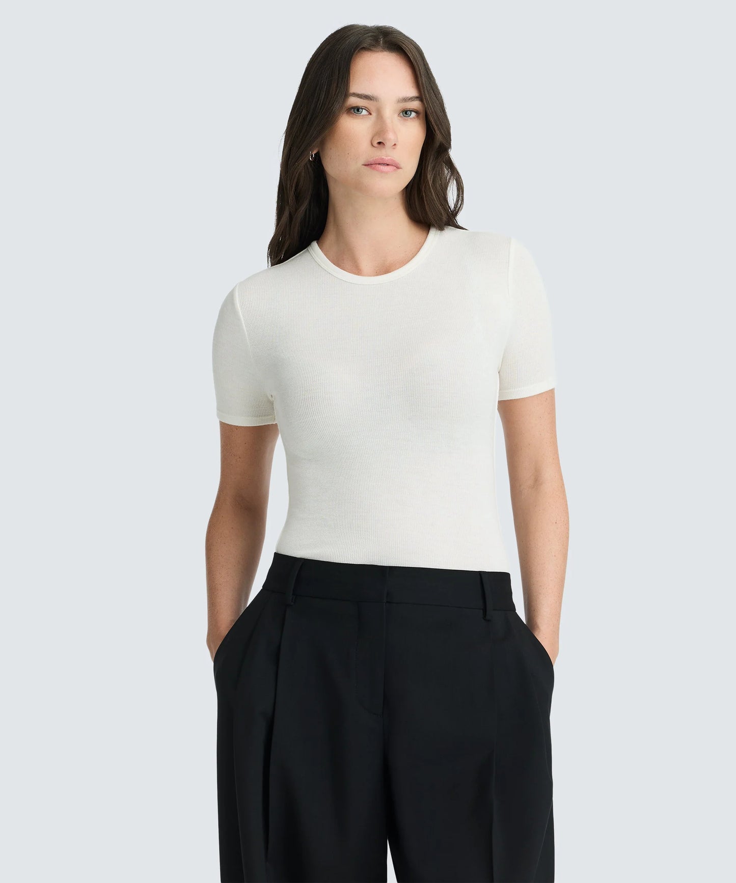 Women's Rib Fitted Crew Neck T-Shirt
