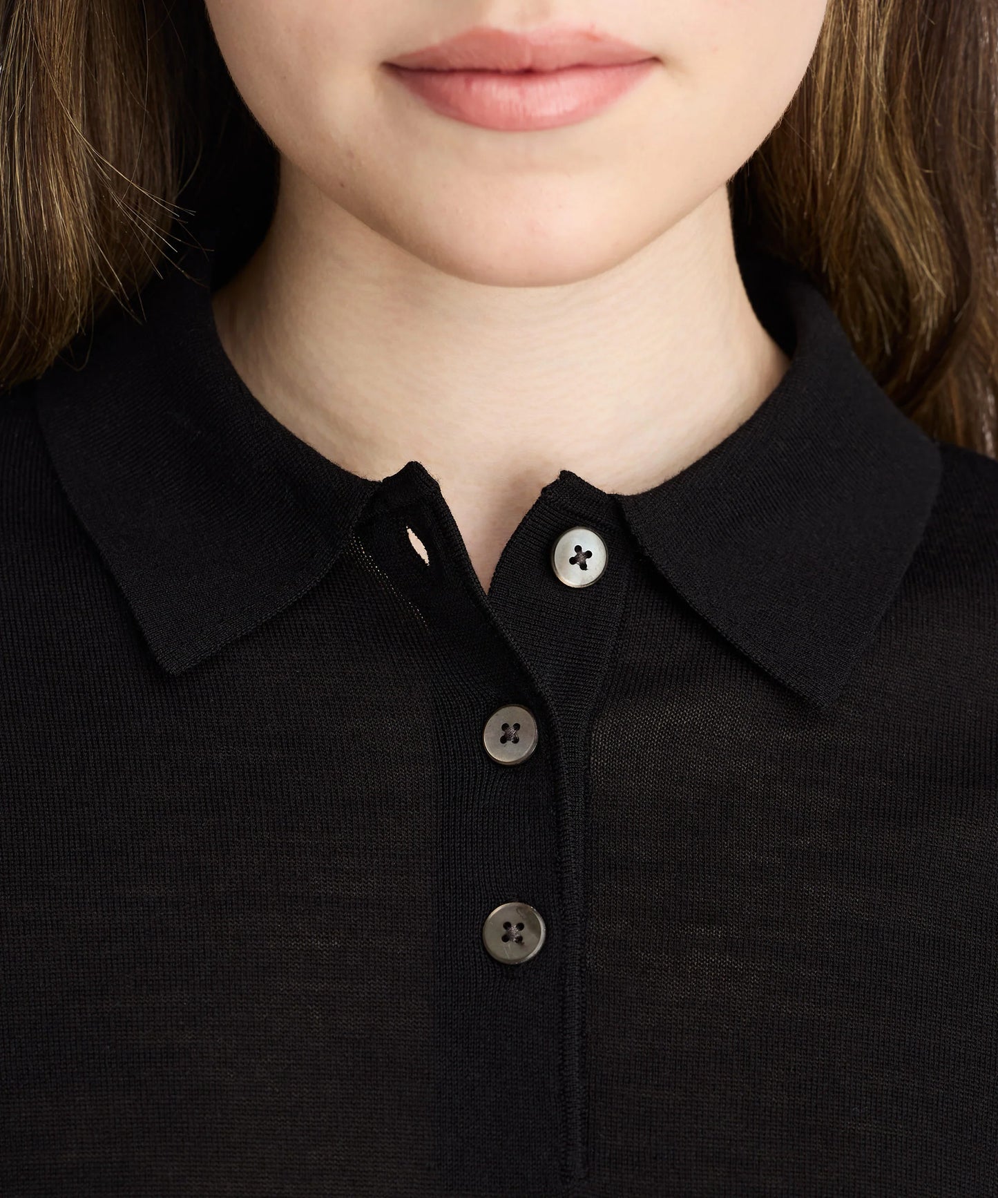 Women's Long Sleeve Fine Knit Polo