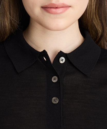 Women's Long Sleeve Fine Knit Polo