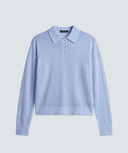 Women's Long Sleeve Fine Knit Polo