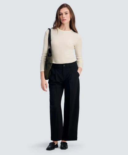 Women's Rib Fitted Long Sleeve Crew