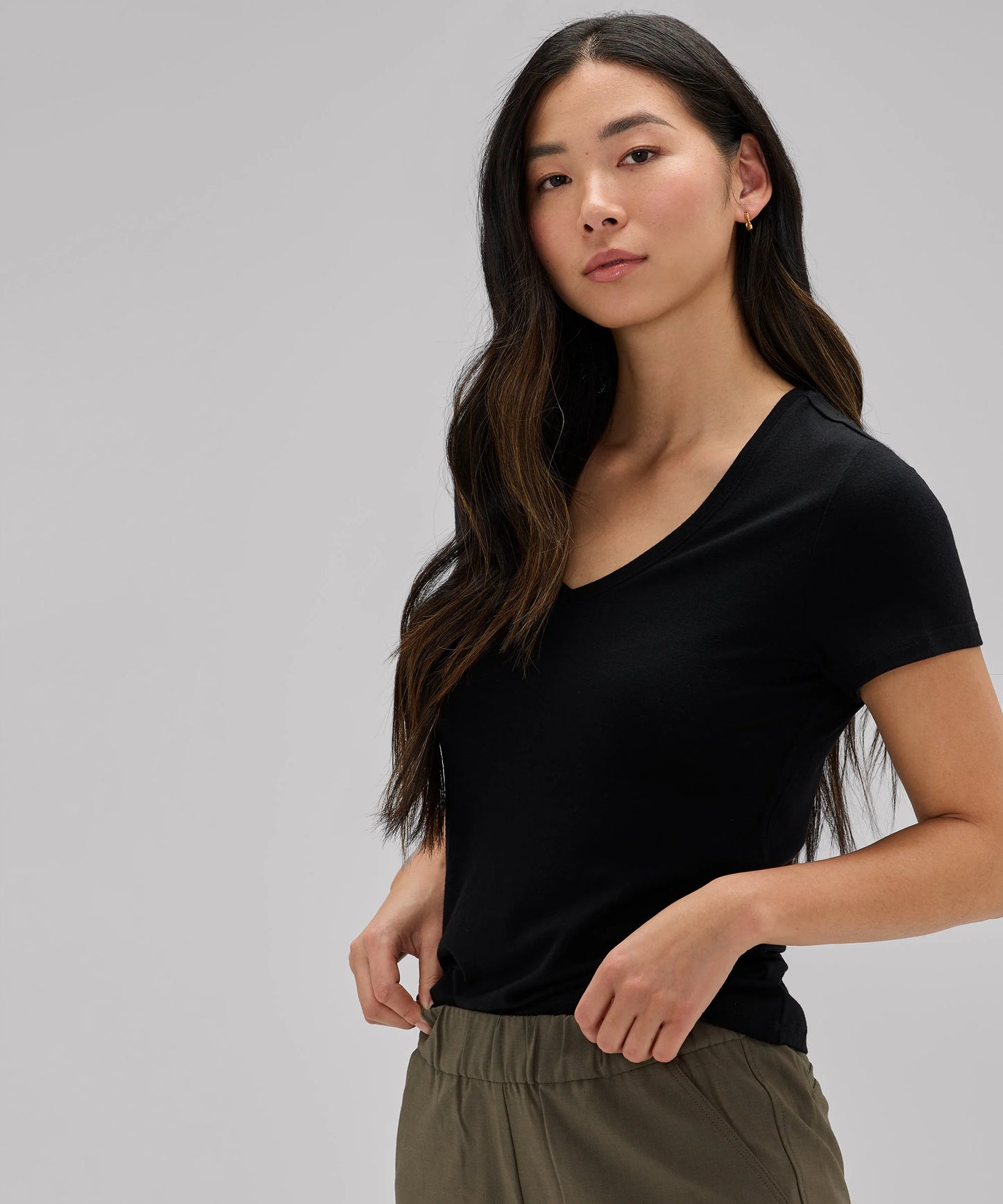 Women's Petite Merino V-Neck T-Shirt