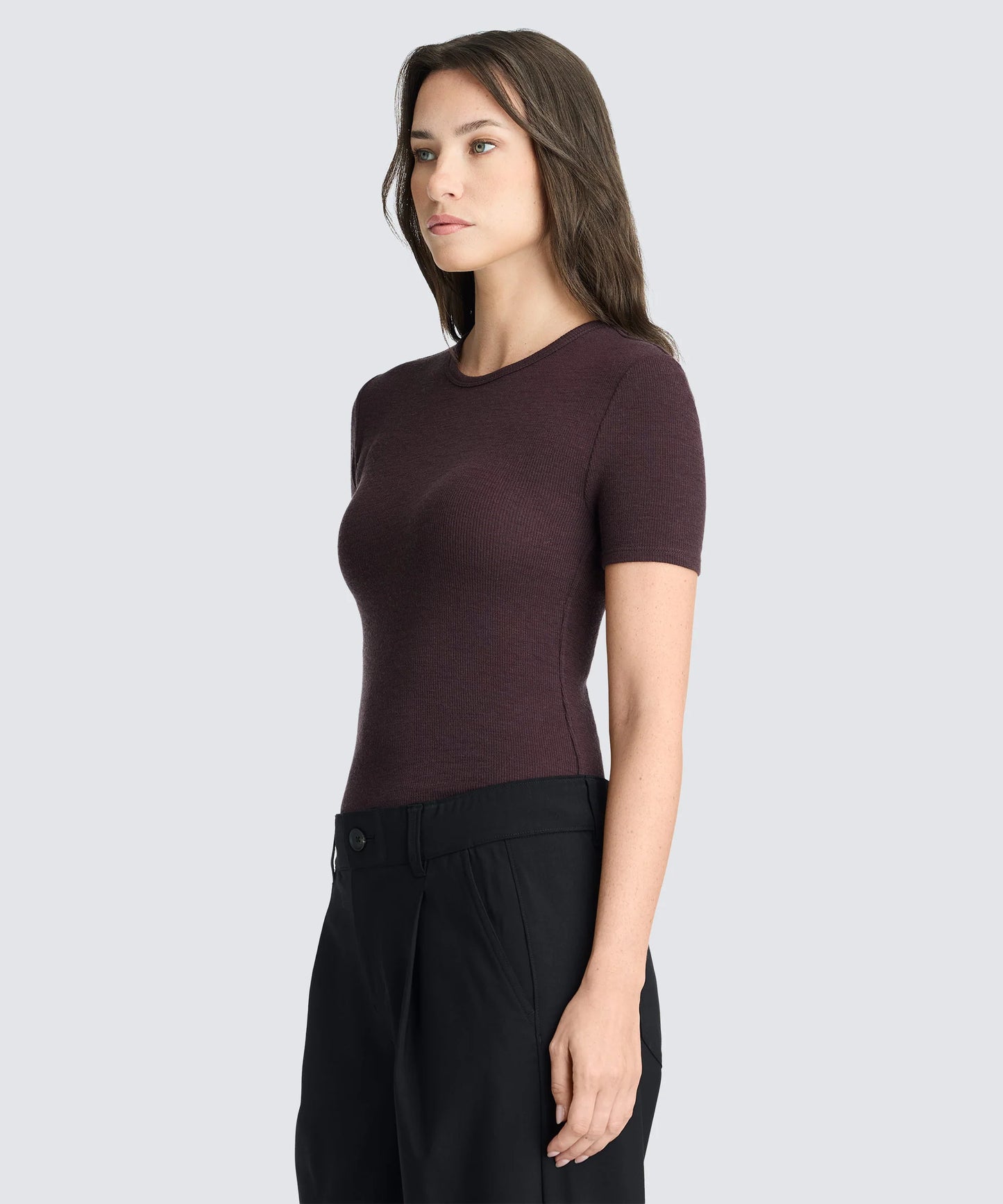 Women's Rib Fitted Crew Neck T-Shirt