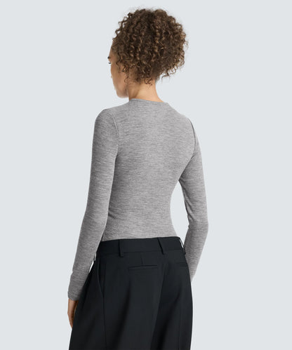Women's Rib Fitted Long Sleeve Crew