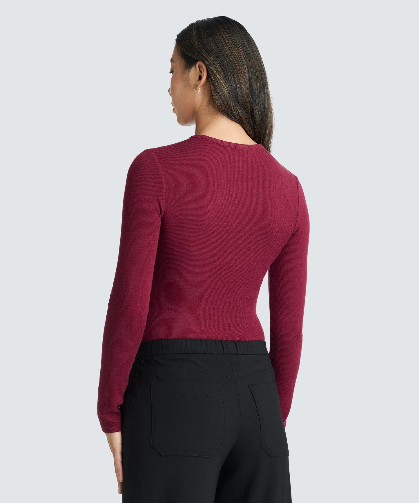 Women's Rib Fitted Long Sleeve Crew