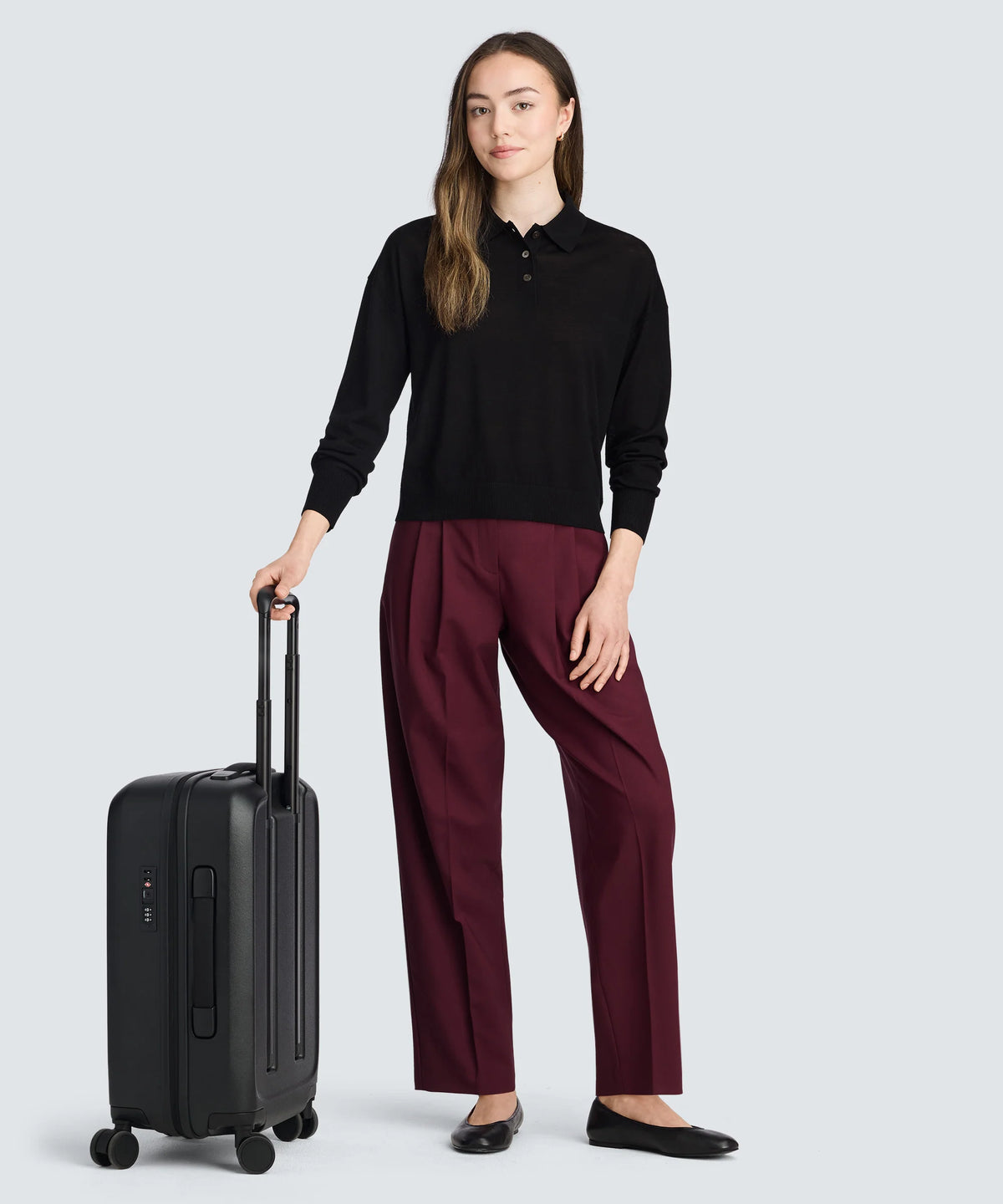 Women's Long Sleeve Fine Knit Polo