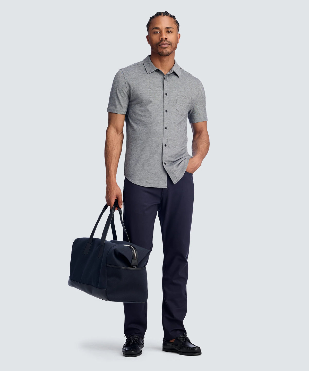 Men's Relaxed Short Sleeve Merino Button-Up