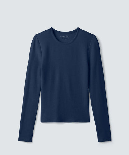 Women's Rib Fitted Long Sleeve Crew