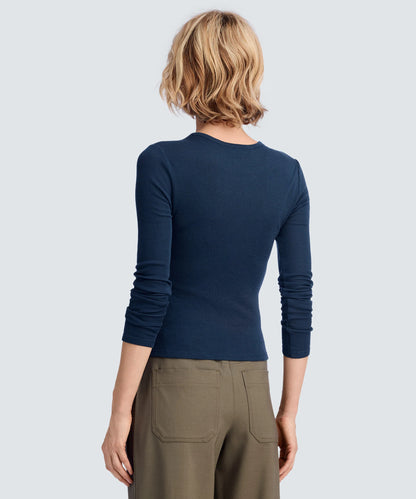 Women's Rib Fitted Long Sleeve Crew