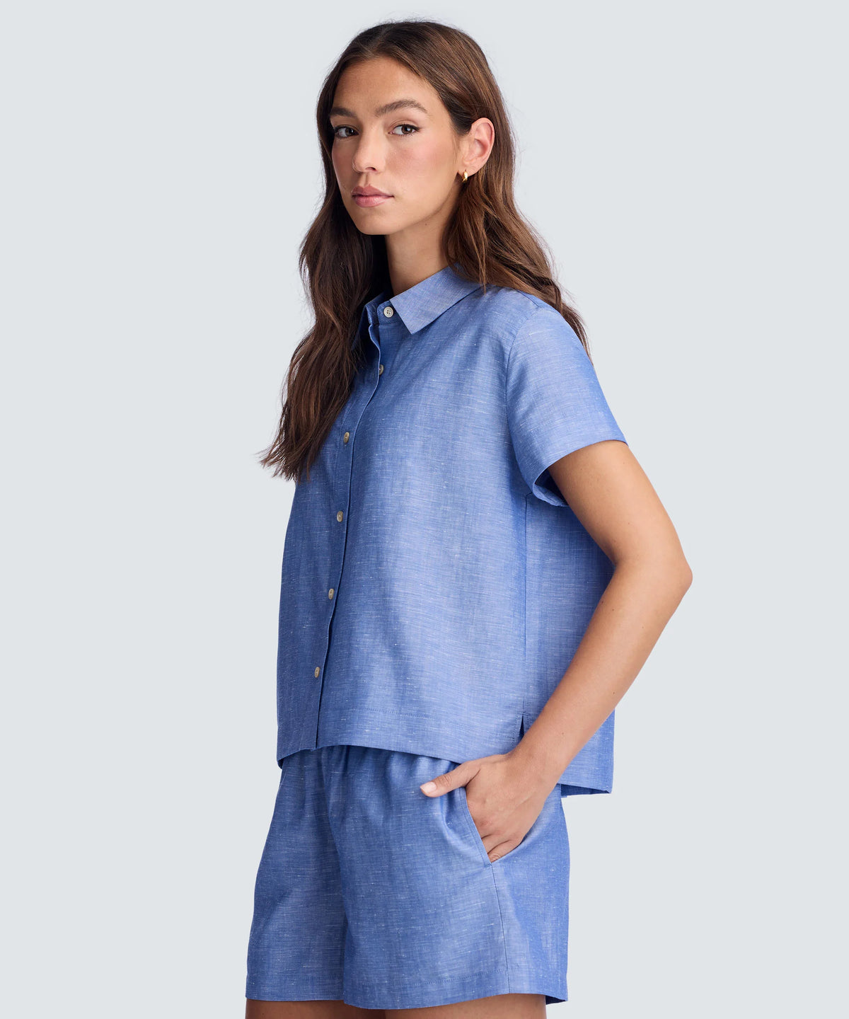 Women's Merino Linen Short Sleeve Shirt