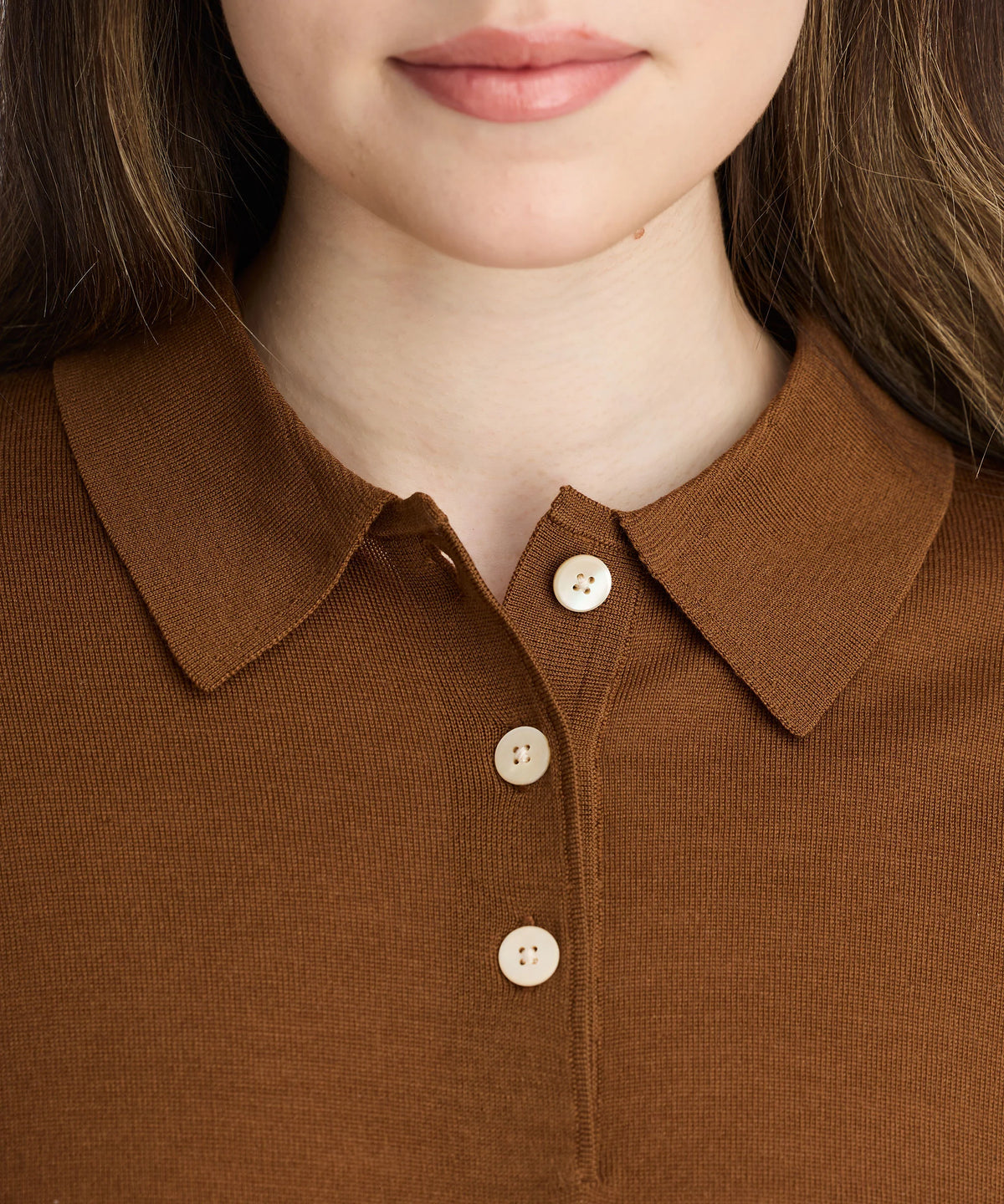 Women's Long Sleeve Fine Knit Polo
