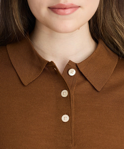 Women's Long Sleeve Fine Knit Polo