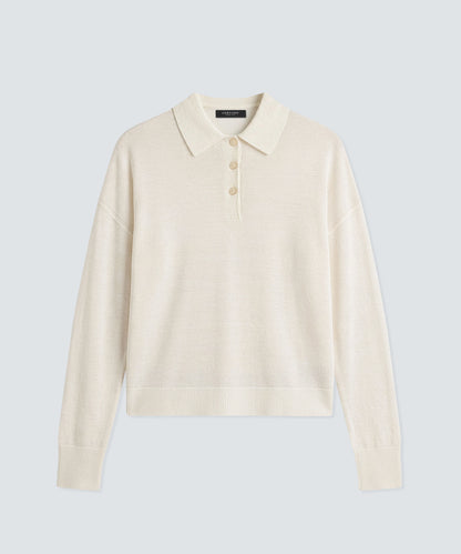 Women's Long Sleeve Fine Knit Polo