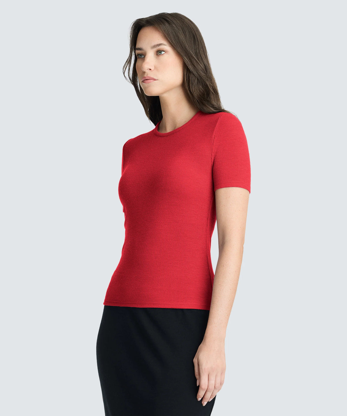 Women's Rib Fitted Crew Neck T-Shirt