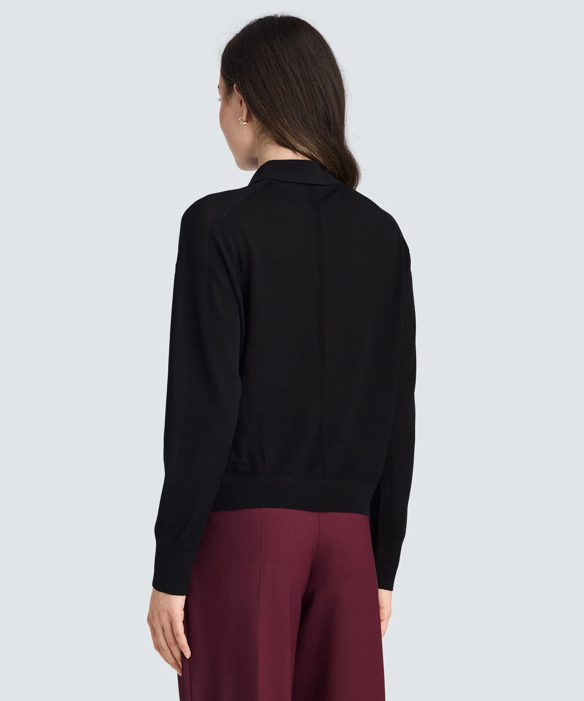 Women's Long Sleeve Fine Knit Polo