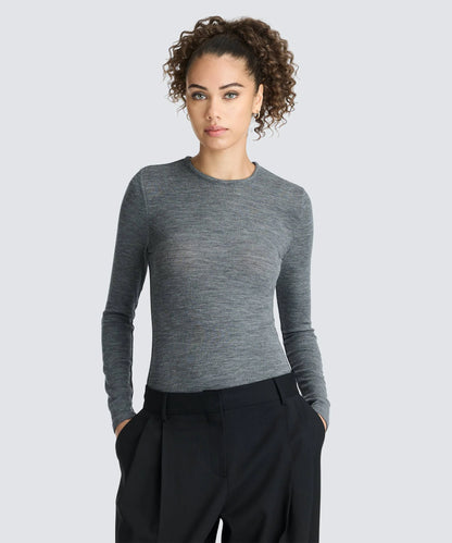 Women's Rib Fitted Long Sleeve Crew