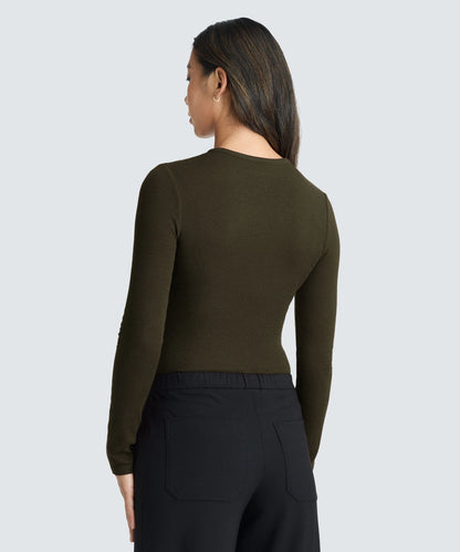 Women's Rib Fitted Long Sleeve Crew