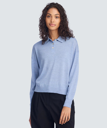 Women's Long Sleeve Fine Knit Polo