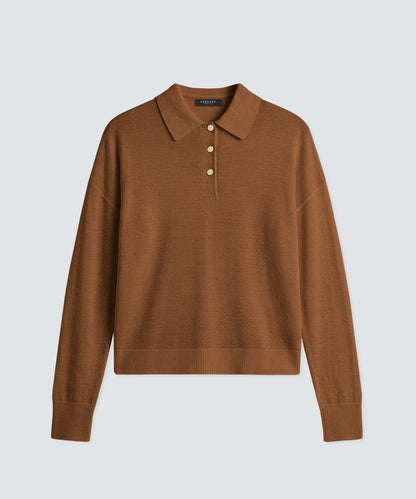 Women's Long Sleeve Fine Knit Polo