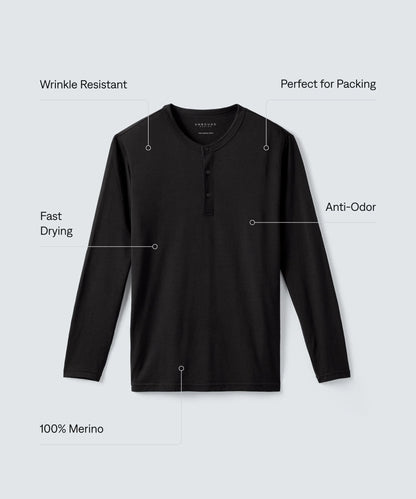 Men's Long Sleeve Merino Henley
