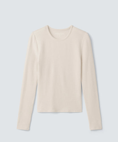 Women's Rib Fitted Long Sleeve Crew