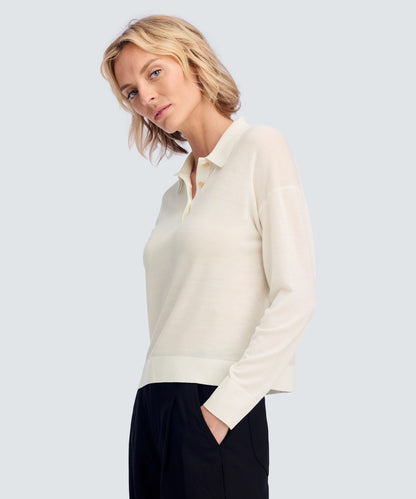 Women's Long Sleeve Fine Knit Polo