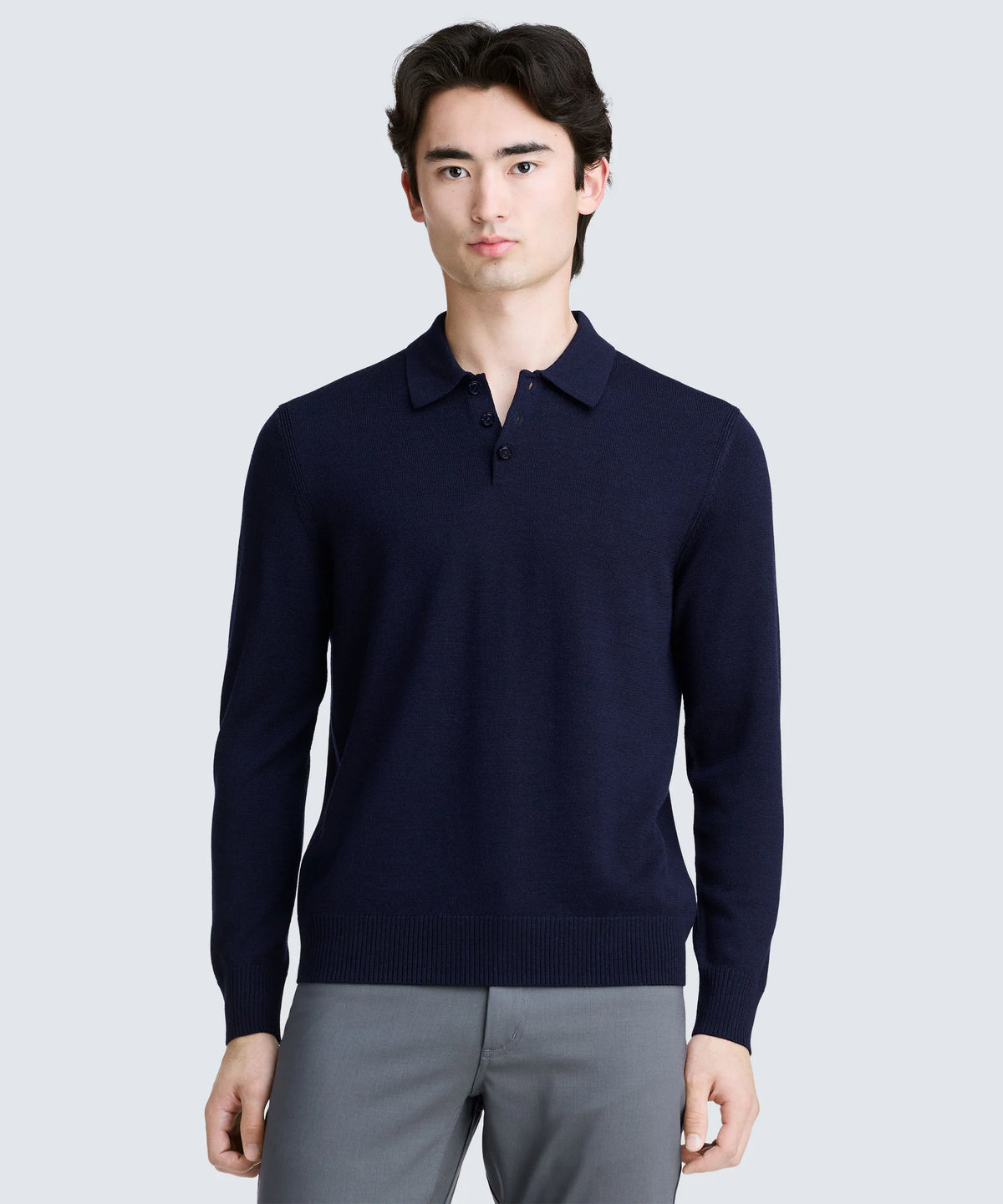 Men's Merino Knit Long Sleeve Polo