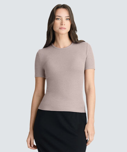 Women's Rib Fitted Crew Neck T-Shirt
