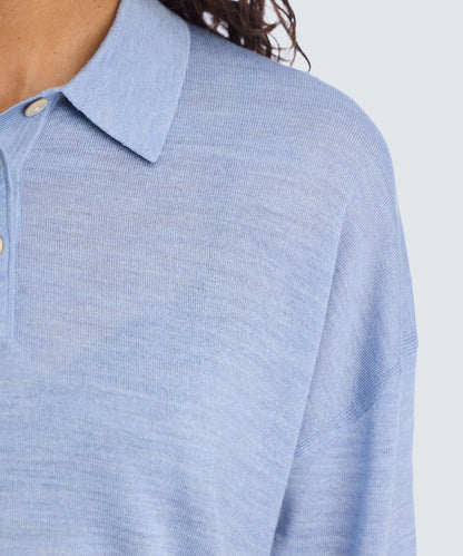 Women's Long Sleeve Fine Knit Polo