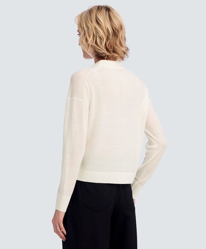 Women's Long Sleeve Fine Knit Polo