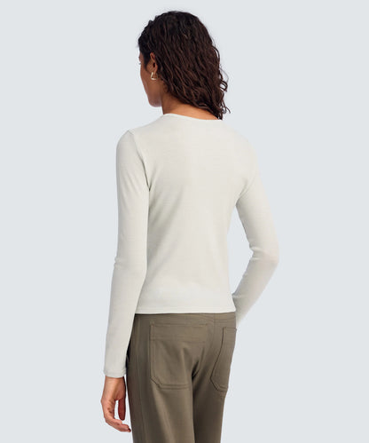 Women's Rib Fitted Long Sleeve Crew