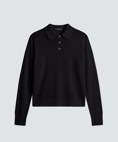 Women's Long Sleeve Fine Knit Polo