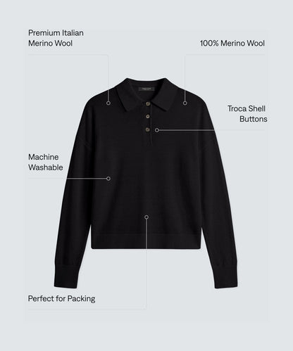 Women's Long Sleeve Fine Knit Polo