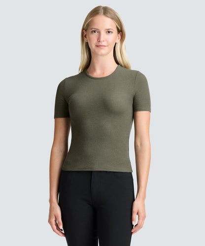 Women's Rib Fitted Crew Neck T-Shirt