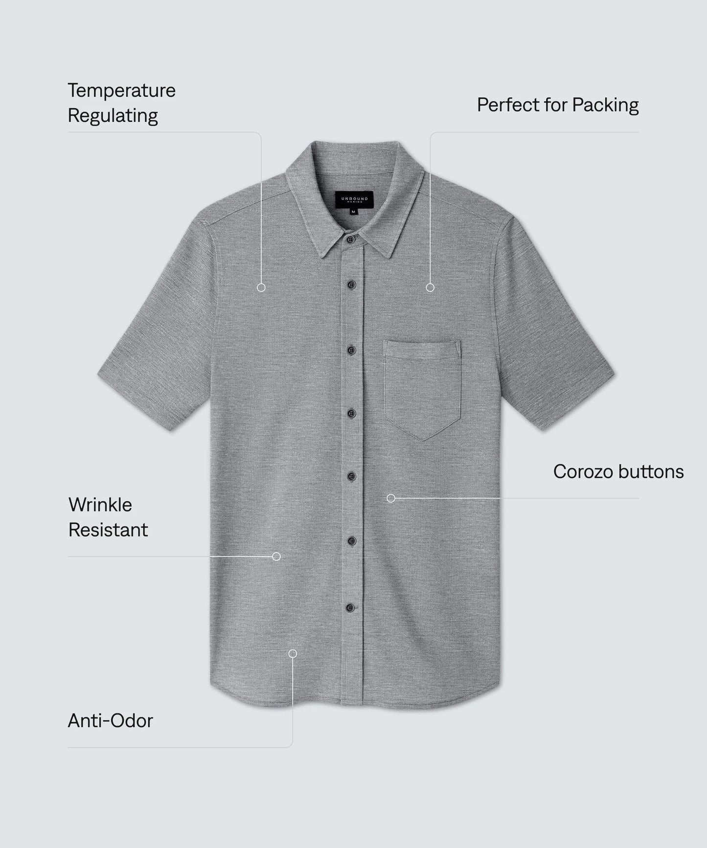 Men's Relaxed Short Sleeve Merino Button-Up
