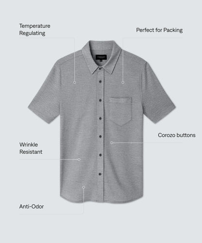 Men's Relaxed Short Sleeve Merino Button-Up